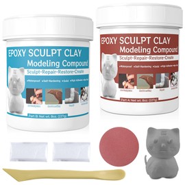 Gray Epoxy Putty Sculpt Clay - 2 Part A & B Filler Compound for Sculpting, Modeling, Building, Repairing, Self-Hardening Magic Sculpt Clay Repairs Metal, Wood, Tile, Ceramics, Plastic, 1 Pound