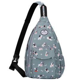 HUA ANGEL Stylish Chest Bag Crossbody Bag Lightweight Floral Pattern Backpack Women's Waterproof Small Sling Bag Chest Bag Shoulder Bag Women's with Bottle Compartment for Travel Sporty Hiking, Gray