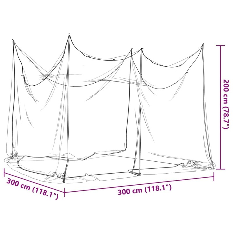 vidaXL Black Rectangular Indoor/Outdoor Mosquito Net - Foldable Polyester Mesh,