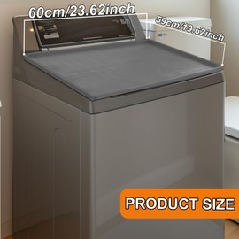 Mozxcbc Washer and Dryer Covers for the Top, Washer Dryer Countertop, 24" x 26" Silicone Protective Pad, Waterproof Non-Slip for Laundry(Grey)
