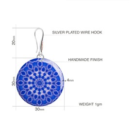 Handmade Mandala Dangle Round Earrings for Women, Boho Costume Statement Jewellery (Style 13 - Purple Blue)