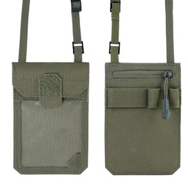IDOGEAR Tactical ID Card Holder Visual Surface EDC Pouch with Zipper Pocket Badge Holders Credit Card Organizer Holster Neck Lanyard Hanging Hook and Loop Closure Pouches(Ranger Green)