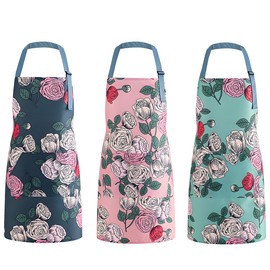Kitchen Aprons for Women with Big Pockets - 3 Pack Adjustable Cooking Apron Floral Bakers Apron Kitchen Accessories Chef Aprons for Home Kitchen, Restaurant, Coffee House, Baking Gardening BBQ