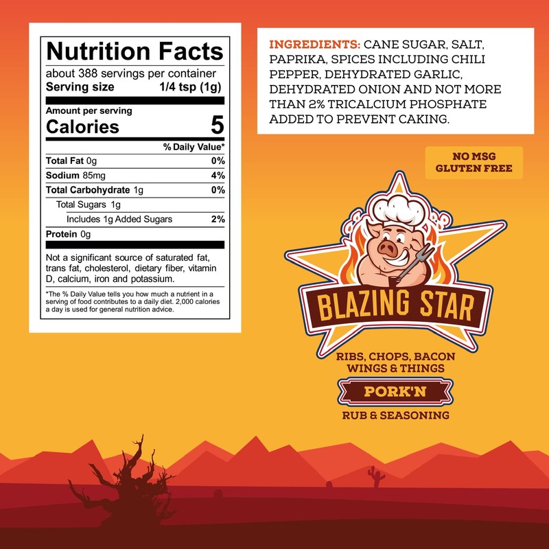 Blazing Star BBQ Pork'n Rub & Seasoning, Shaker Spice Mix