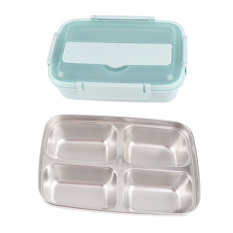 Lunch Box 4 Compartments Design 304 Stainless Steel Matching Tableware