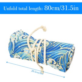 GLADFRESIT Canvas Pencil Wrap Case 72 Holes Colored Pencil Roll Holder Bag Storage Organizer for Painter Kids Teenagers Students