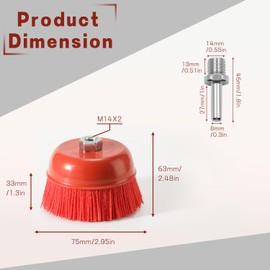 Zzcy Nylon Cup Brush Pack of 2 Nylon Brush Angle Grinder Nylon Filament Abrasive Wire Cup Brush with M14 Thread Attachment for Removing Rusts Metal Polishing Cleaning Diameter 75 mm