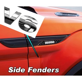 Generic 2pc 3D chrome V6 badges emblems with adhesive backing fits range rover, land rover, trucks, and cars., Mirror, RR-LR-V6-Gloss-Black