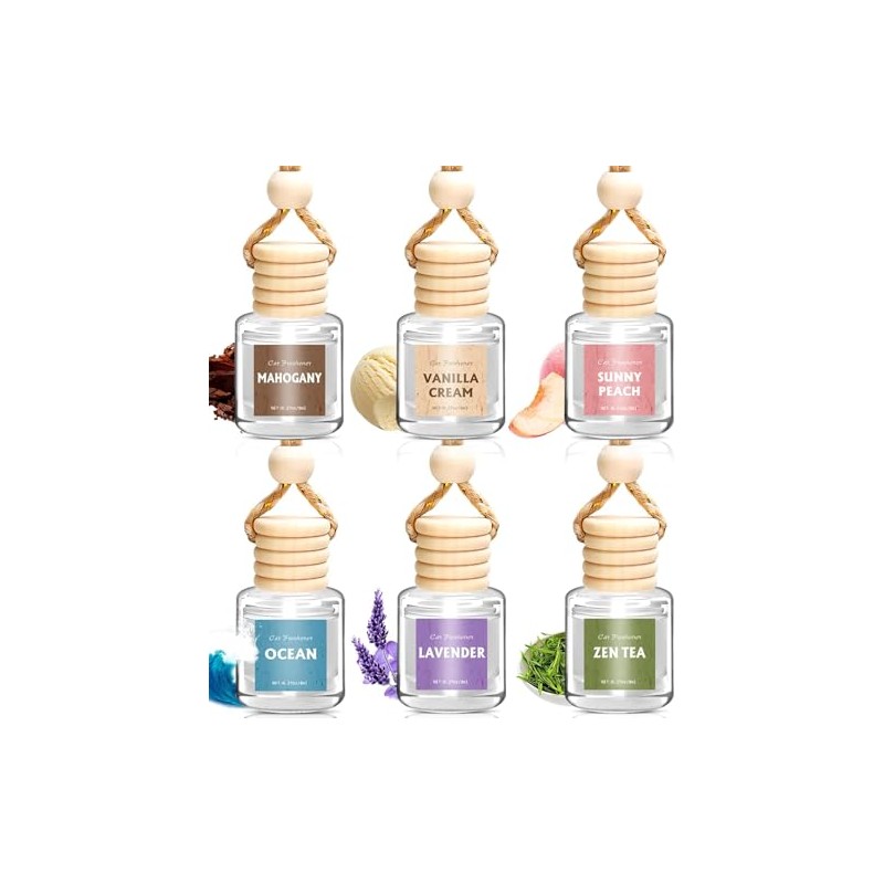 AROIC 6-Pack Car Air Freshener Set - Essential Oil Diffuser