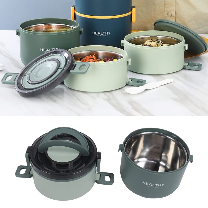3-Layer Thermal Lunch Box, Leak-Proof, Vacuum Insulated Thermos Container for