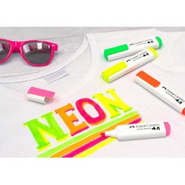 Faber-Castell Textile Marker, Neon Orange, 1mm, 2mm, and 5mm Tips, Recycled, MARKING_PEN