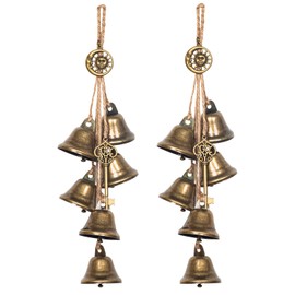 Ausicfen 2PCS Witch Bells for Door Knob for Protection Witchcraft Bells Wiccan Magic Wind Chimes for Home Door Doorknob(Sun and Moon Charm)