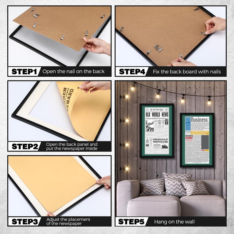 DoubleFill 3 Pcs 11x22 in Newspaper Frame with Mat Assorted