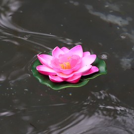 VOCOSTE 10pcs Artificial Floating Lotus Flower, Artificial Lotus Flower for Garden Ponds Pool Decoration, Pink, 3.9"