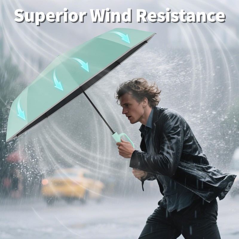Seniny Travel Umbrella with Carabiner Handle, Automatic Windproof Large Umbrellas