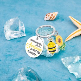 MigPio Sunflower Keychain Sunflower Gifts for Women Sunflowers Car Accessories Bee Car Accessories Bee Keychain Bees Gifts for Women Motivational Friendship Keyring for Girls Bestie Coworker