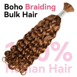30 Brown Human Braiding Hair 1 Bundle 100g 20 Inch Italian Curly Bulk Human Hair for Braiding 100% Human Hair for Boho Braids No Weft Hair Extensions