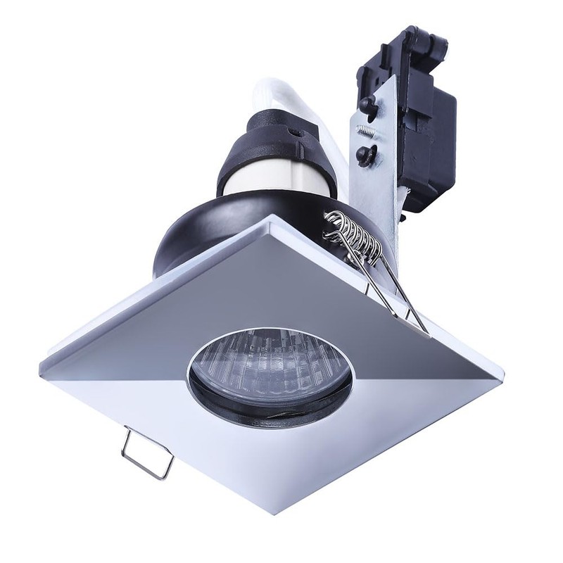 LITECRAFT Recessed Downlights Square Fixed IP65 Spotlights - (Polished Chrome,
