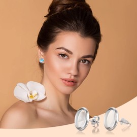 Abeillo 50 Pieces (25 Pairs) DIY Earrings, 12 mm Earring Blanks and Earring Setting, for DIY Jewellery Making Birthday Gifts Festive (Stainless Steel)