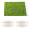 KARLOR Artificial Grass Set with Miniature Fences, Green, Garden Decor,