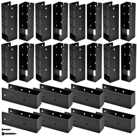 24 Pcs Upgraded Concealed Beam Hangers, 2"x4" Outdoor Concealed Flange, Q235B Steel Frame Bracket, Railing Bracket for Beam, Swing, Handrail, Fence 2"x4" (Black)