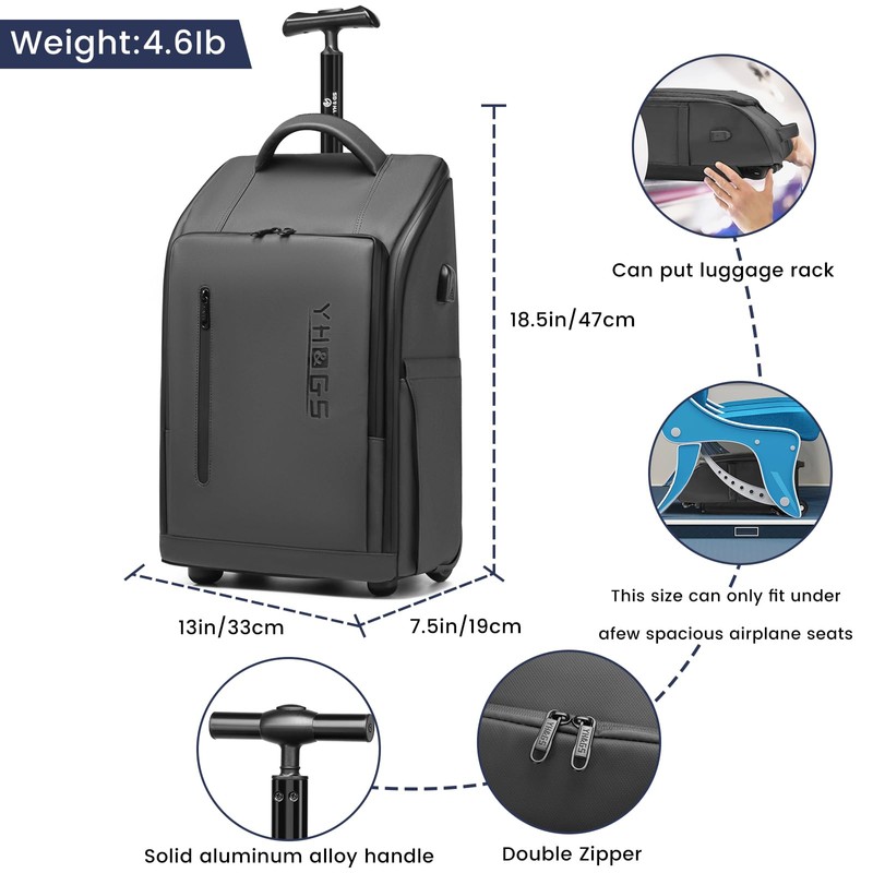 GOTECH Rolling Backpack Waterproof Commuter Backpack with Wheels for Business,