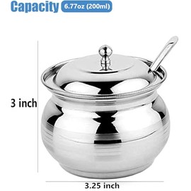 Rastogi Handicrafts Acero Inoxidable Capacidad de Almacenamiento 200ml Bote para Aceite Ghee, Sal, Té, Café, Especias, Frutas Secas, Azúcar (1)