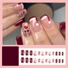 Caiguoer Pack of 24 Christmas False Nails Red Short Square