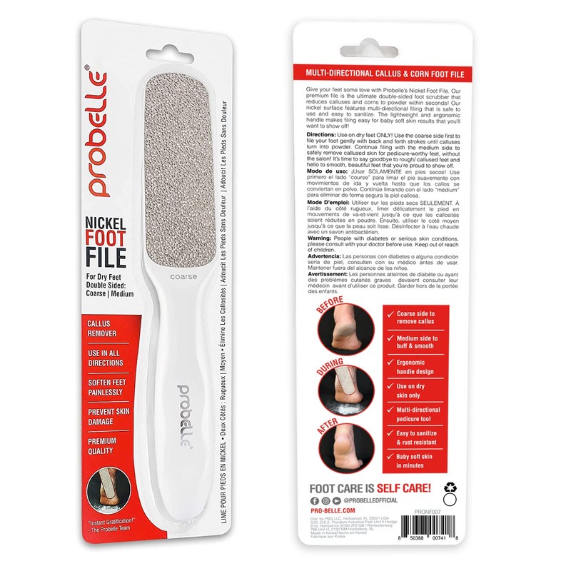 Probelle Double Sided Multidirectional Nickel Foot File Callus Remover -