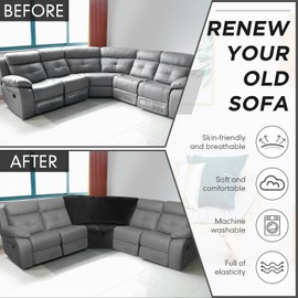 Weysat Corner Sofa Cover Stretch Corner Couch Cover Furniture Protector for Living Room Sectional Recliner Sofa Slipcover Reclining L Shape Sofa Couch Additional Seat (BDark Gray, Velvet)