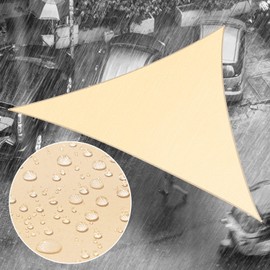 Royal Shade 10' x 10' x 14.1' Beige Triangle Waterproof Sun Shade Sail Order to Make rsTADT12 Canopy Awning, UPF50+ 98% UV Blockage Water Resistant, Outdoor Backyard Patio Garden (We Customize)