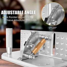 OneChoi Belt Grinder Knife Jig, 9-3/4’’ Long Sharpening Locator Adjustable Angle -5°~ 25°, Belt Knife Sharpener Jig with Dual Press Plates,Knife Making Angle Grind Guide for Belt Sander Machine