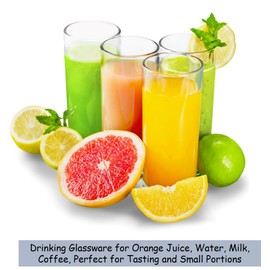 BOHEM'S Small Juice Glasses, Mini Clear Glass Cups Tumblers, 5.1 Oz, Drinking Glassware for Orange Juice, Water, Milk, Coffee, Perfect for Tasting and Small Portions, Set of 6,