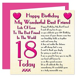 Best Friend 18th Happy Birthday Card - Lots Of Love To The Best Friend In The World - 18 Today