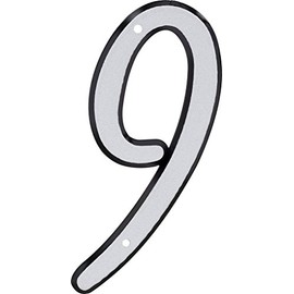 Hillman Nail-On Reflective House Number 9 for Mailbox and Door, 4 Inch