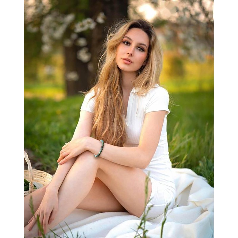 AD Beads Handmade Gemstone Stretch Elastic Bracelet Crystal Healing Reiki