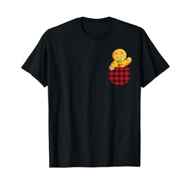 Gingerbread Man In Pocket Funny Christmas Cookie Boys Girls T-Shirt