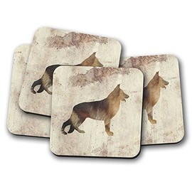 Silver Kangaroo German Shepherd Drinks Coasters - set of 4 drinks mats ideal new home present or housewarming gift