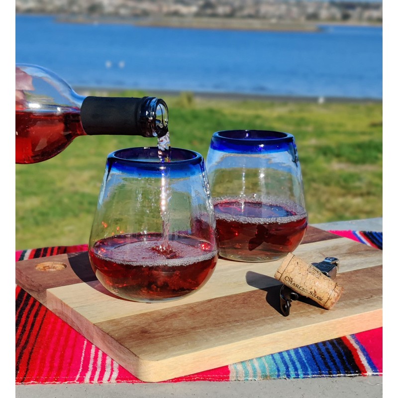 Dos Sueños Hand Blown Mexican Stemless Wine Glasses - Set