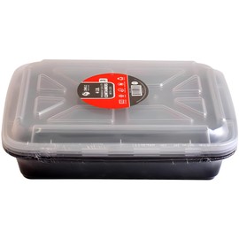 Bluesky 4 lb Versatile Oblong Containers w/Lids (Pack of 3) -Perfect for Meal Prep, Black & Clear