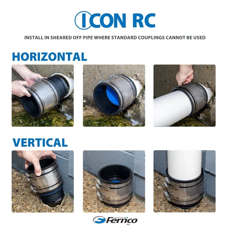 Fernco 4" ICON RC Pushfit DWV Coupling Sheared Off Pipe
