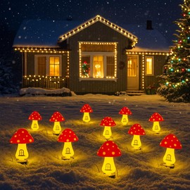 Thanksgiving, Christmas and Holidays Yard/Garden Decorations, Ourdoor Warm-House Mushroom Solor LED Light for Garden Pathways, Patios, Flower Beds, or Balconies