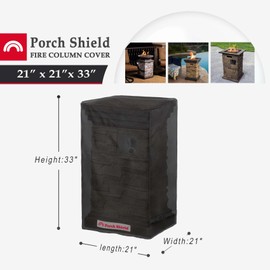 Porch Shield Fade Resistant Square Patio Fire Column Cover 21 inch Waterproof Outdoor Tall Fire Pit Cover