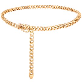 JASGOOD Women Waist Chain Belt Adjustable Weave Body Link Belts for Jeans Dresses Gold S