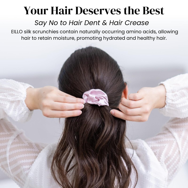 Silk Scrunchies Set of 3, Prevent Frizz & Damage, Reduce