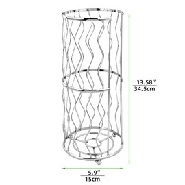 Megier Decorative Metal Standing Toilet Tissue Holder for Bathroom/Powder Room, Compact Tissue Reserve for 3 Jumbo Rolls of Extra Toilet Paper Chrome