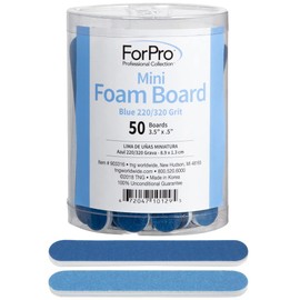 ForPro Professional Collection Mini Foam Board, Double-Sided Nail File, 220/320 Grit, 3.5” L x .5” W, Blue, 50-Count