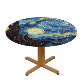 YINRON Starry Night Round Tablecloth Van Gogh Classic Vivid Star Cloud Universe Table Cover Table Cloth For Indoor Dining, Outdoor Picnic Parties, Camping ,Fits For Table 40-44"