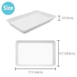 AMGBZT Serving Tray Platter, 2 Pcs Food Tray for Veggie Fruit Snack Dessert Cookie Cheese, Food Trays for Party Supplies Display, Plastic Platters for Serving Food, Large White Trays, BPA Free