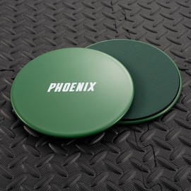 Phoenix Fitness Dual-Sided Gliding Discs - 2x Core Sliders for Cardio, HIIT & Full Body Workout - Core Trainer for Carpet & Hard Floors at Home & Gym - Green